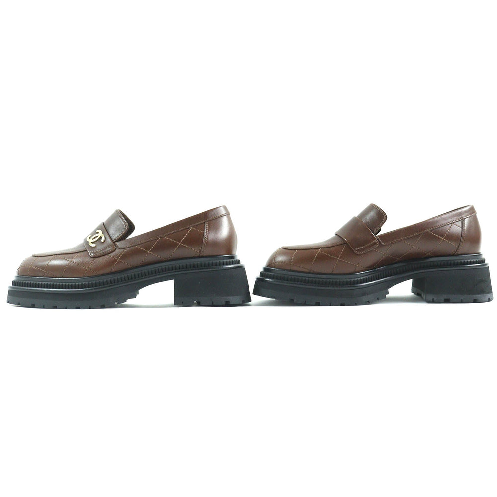 CHANEL loafers 23A G45074 Main: Leather Brown black Women 38 Used Authentic