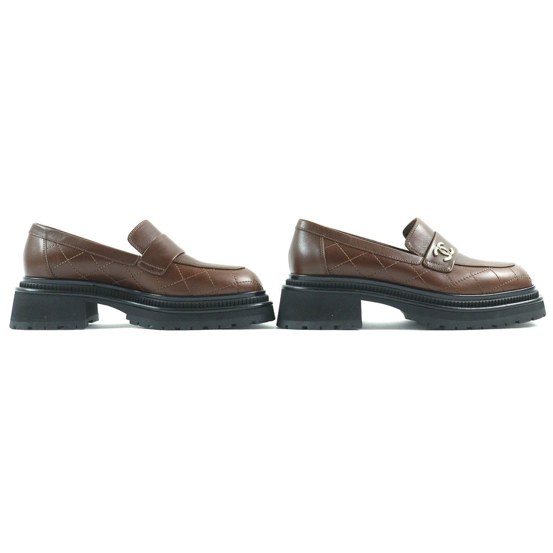 CHANEL loafers 23A G45074 Main: Leather Brown black Women 38 Used Authentic