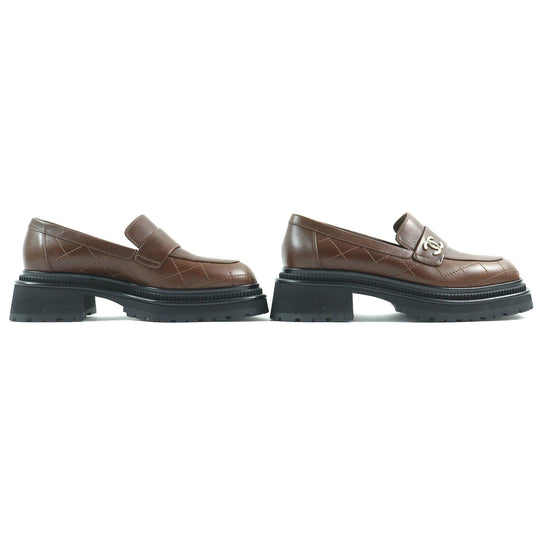 CHANEL loafers 23A G45074 Main: Leather Brown black Women 38 Used Authentic