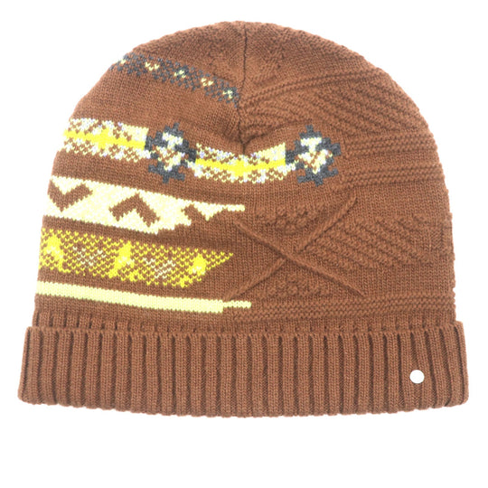 HERMES Knit cap 232105N Main: Wool 56%, Main: Cashmere 44% CARAMEL mens L Used Authentic