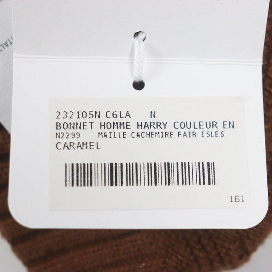 HERMES Knit cap 232105N Main: Wool 56%, Main: Cashmere 44% CARAMEL mens L Used Authentic