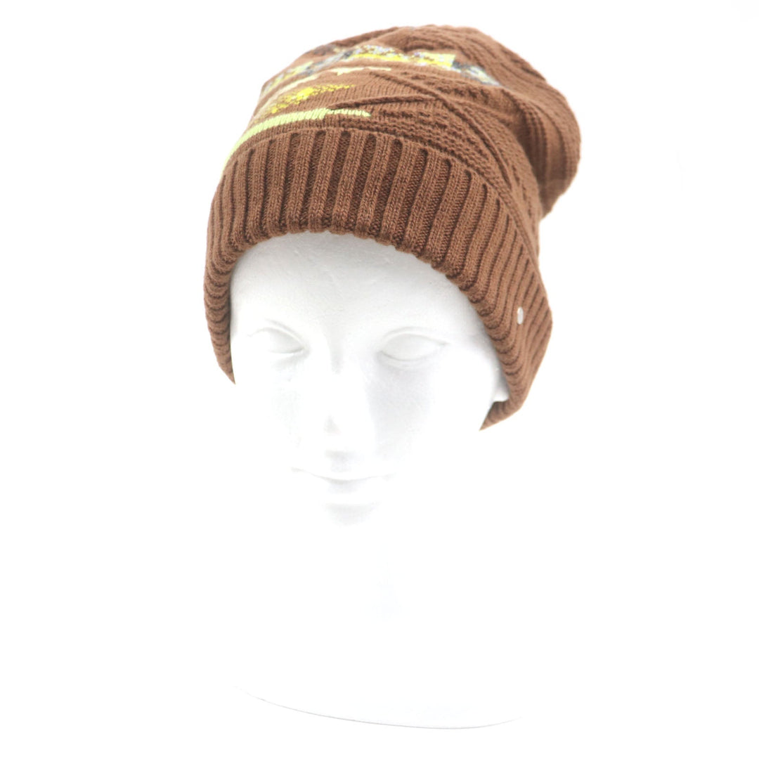 HERMES Knit cap 232105N Main: Wool 56%, Main: Cashmere 44% CARAMEL mens L Used Authentic