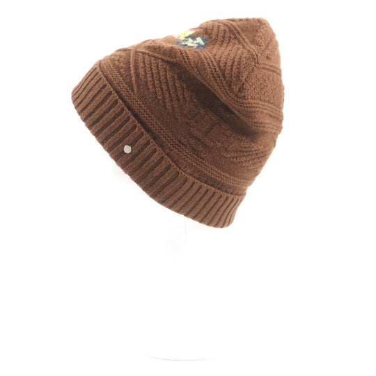HERMES Knit cap 232105N Main: Wool 56%, Main: Cashmere 44% CARAMEL mens L Used Authentic