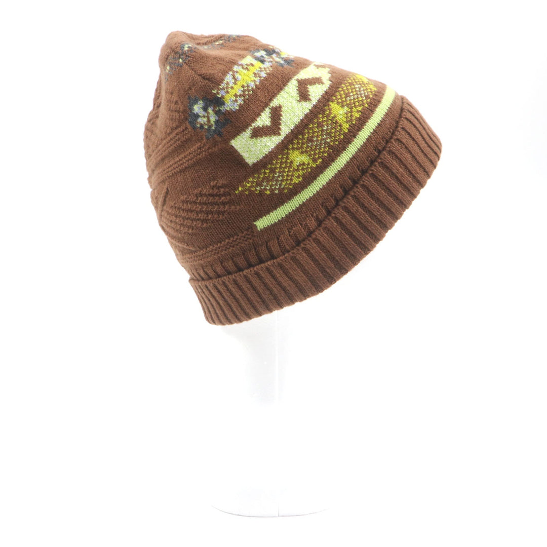 HERMES Knit cap 232105N Main: Wool 56%, Main: Cashmere 44% CARAMEL mens L Used Authentic