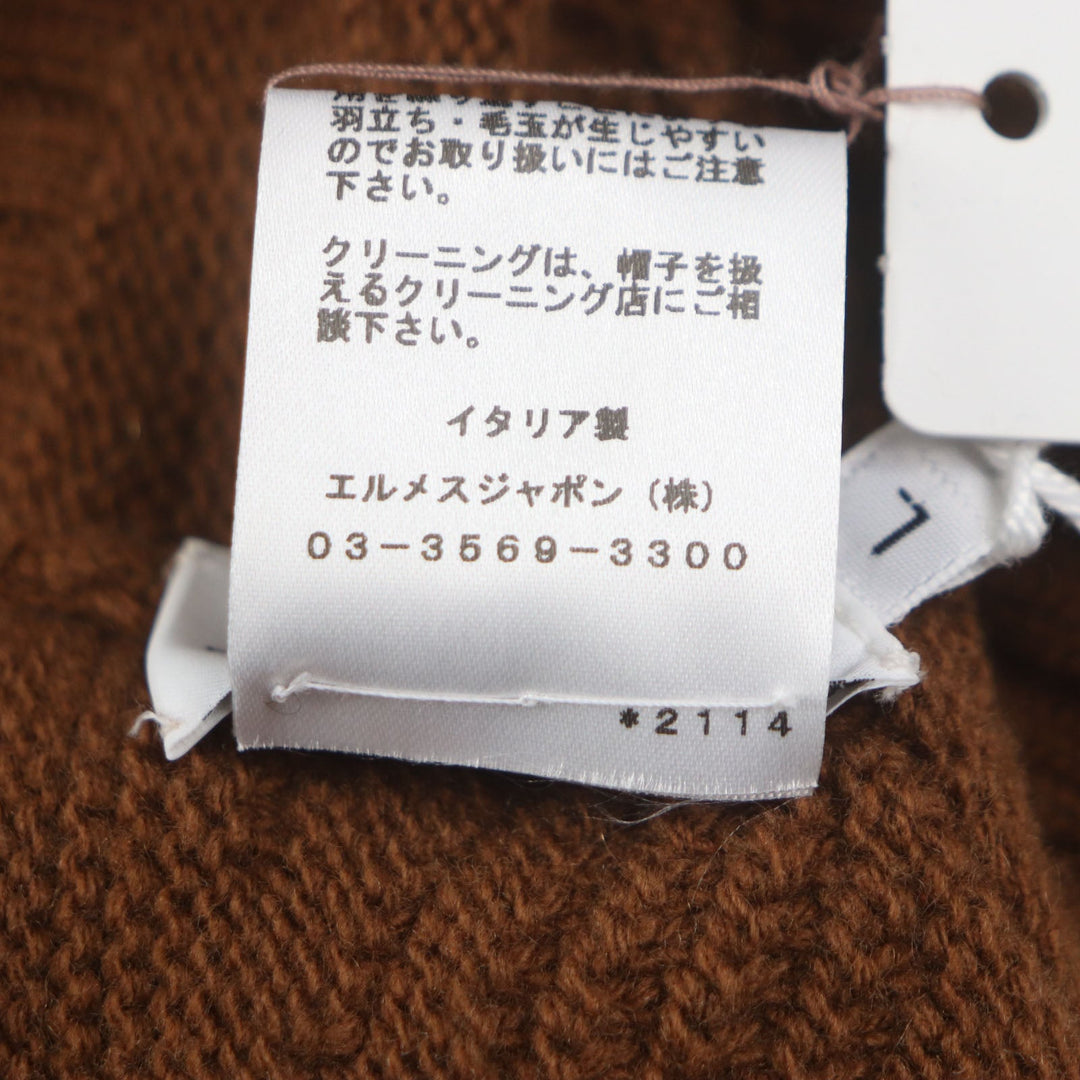 HERMES Knit cap 232105N Main: Wool 56%, Main: Cashmere 44% CARAMEL mens L Used Authentic