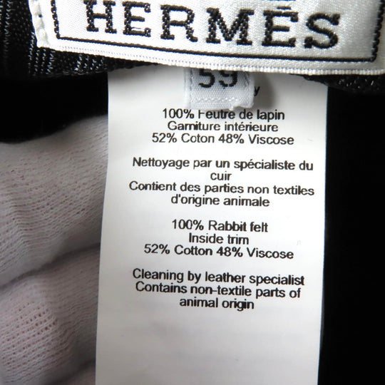 HERMES hat Main: 100% Lapin, Lining: 52% Cotton, Lining: 48% Rayon black DALTON Women Used Authentic