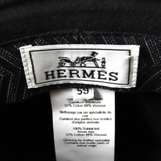 HERMES hat Main: 100% Lapin, Lining: 52% Cotton, Lining: 48% Rayon black DALTON Women Used Authentic