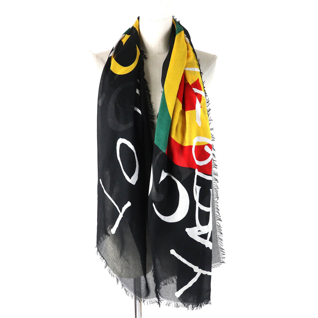 GUCCI scarf Main: 85% rayon, Main: 15% silk Black multicolor Women Used Authentic