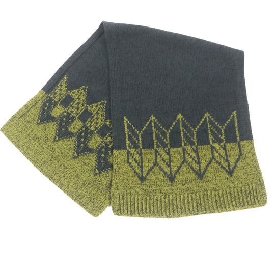HERMES Scarf Main: 70% wool, Main: 30% cashmere Green Dark Gray mens Used Authentic