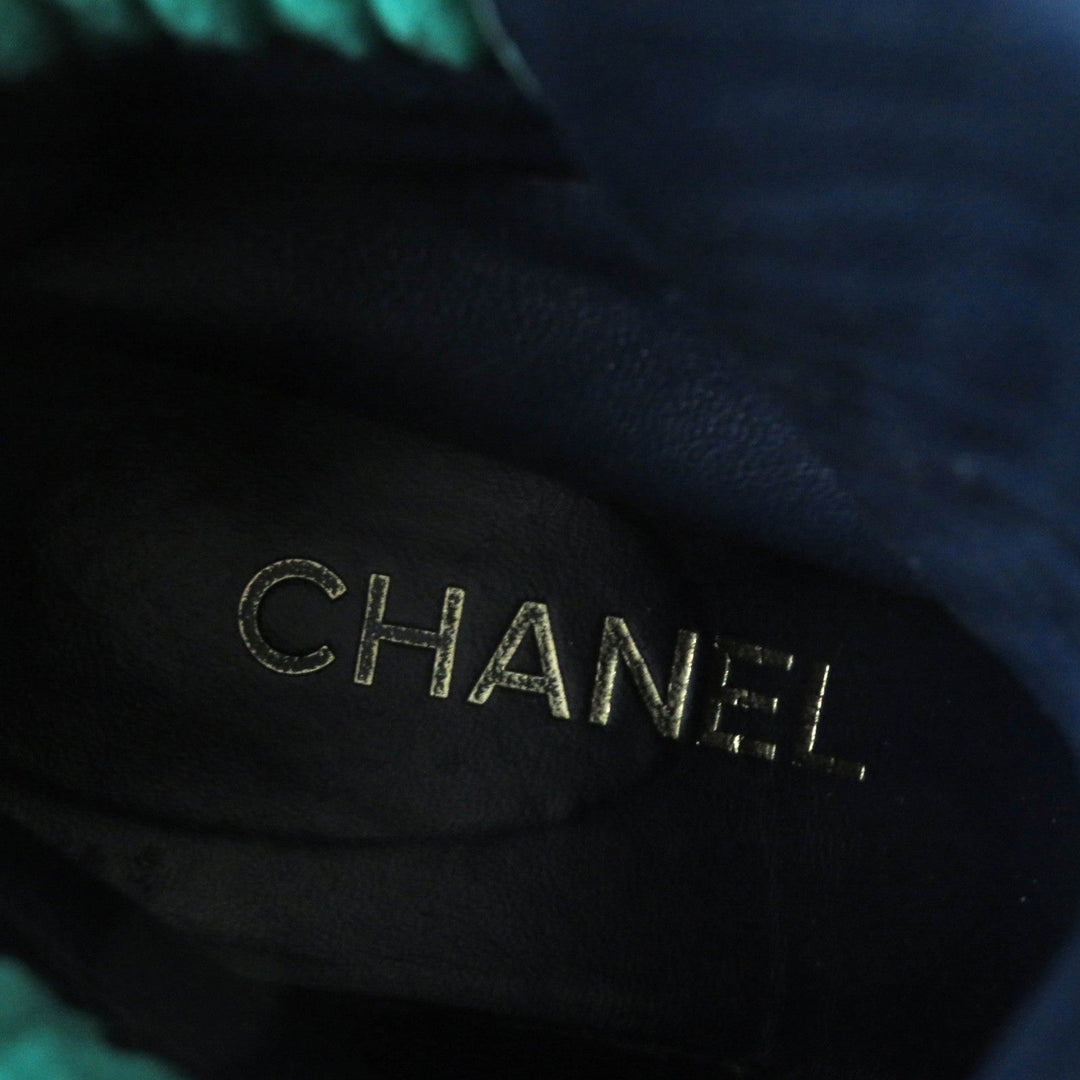 CHANEL short boots G36536 Main: suede leather, part: leather Navy green Women 37 Used Authentic