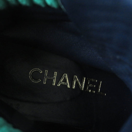 CHANEL short boots G36536 Main: suede leather, part: leather Navy green Women 37 Used Authentic
