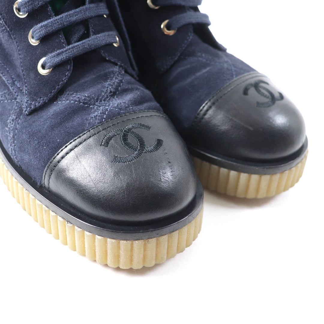CHANEL short boots G36536 Main: suede leather, part: leather Navy green Women 37 Used Authentic