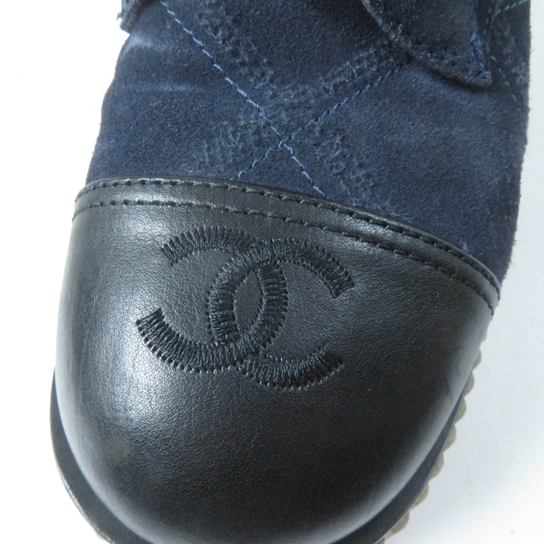 CHANEL short boots G36536 Main: suede leather, part: leather Navy green Women 37 Used Authentic