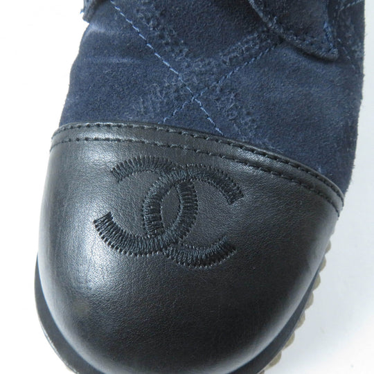 CHANEL short boots G36536 Main: suede leather, part: leather Navy green Women 37 Used Authentic