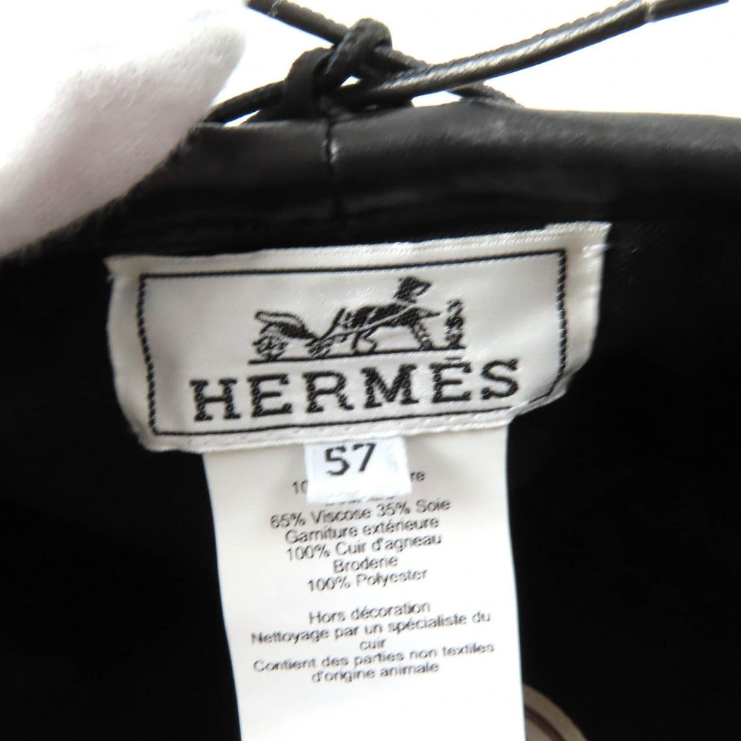 HERMES beret H212010N Outer: 100% cashmere, Part: Sheepskin, Part: 100% polyester, Lining: 65% rayon, Lining: 35% silk gray Women 57 Used Authentic