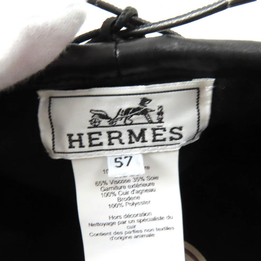 HERMES beret H212010N Outer: 100% cashmere, Part: Sheepskin, Part: 100% polyester, Lining: 65% rayon, Lining: 35% silk gray Women 57 Used Authentic