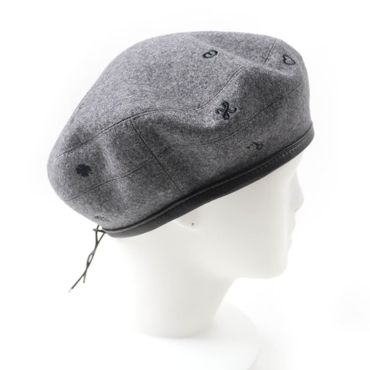 HERMES beret H212010N Outer: 100% cashmere, Part: Sheepskin, Part: 100% polyester, Lining: 65% rayon, Lining: 35% silk gray Women 57 Used Authentic