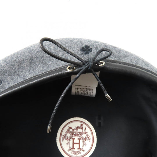 HERMES beret H212010N Outer: 100% cashmere, Part: Sheepskin, Part: 100% polyester, Lining: 65% rayon, Lining: 35% silk gray Women 57 Used Authentic