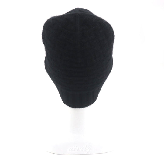HERMES Knit cap Main: 100% cashmere black mens M Used Authentic