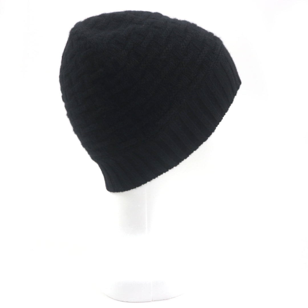 HERMES Knit cap Main: 100% cashmere black mens M Used Authentic