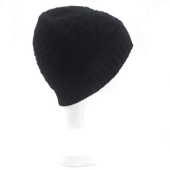 HERMES Knit cap Main: 100% cashmere black mens M Used Authentic