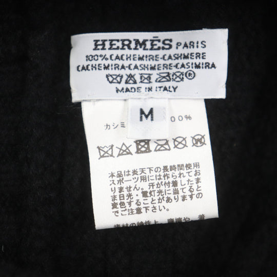 HERMES Knit cap Main: 100% cashmere black mens M Used Authentic