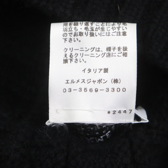 HERMES Knit cap Main: 100% cashmere black mens M Used Authentic
