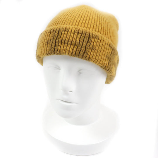 HERMES Knit cap Main: 100% cashmere yellow Women Used Authentic