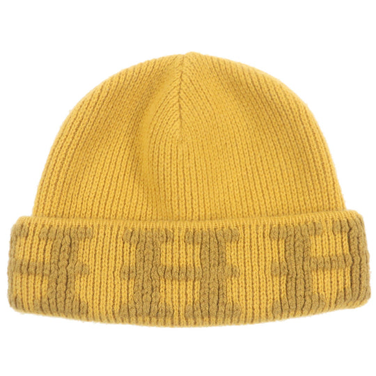 HERMES Knit cap Main: 100% cashmere yellow Women Used Authentic
