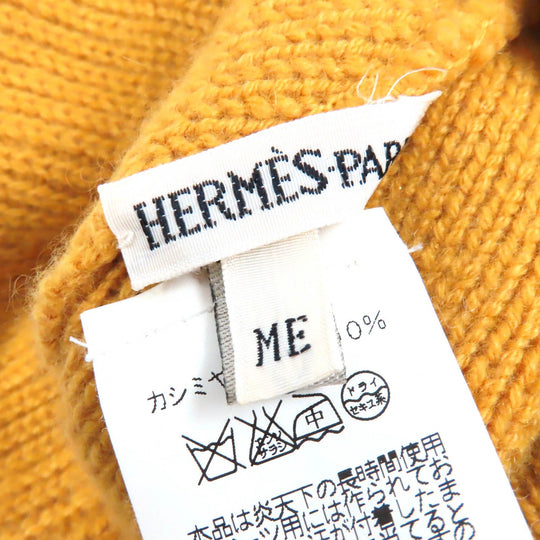 HERMES Knit cap Main: 100% cashmere yellow Women Used Authentic