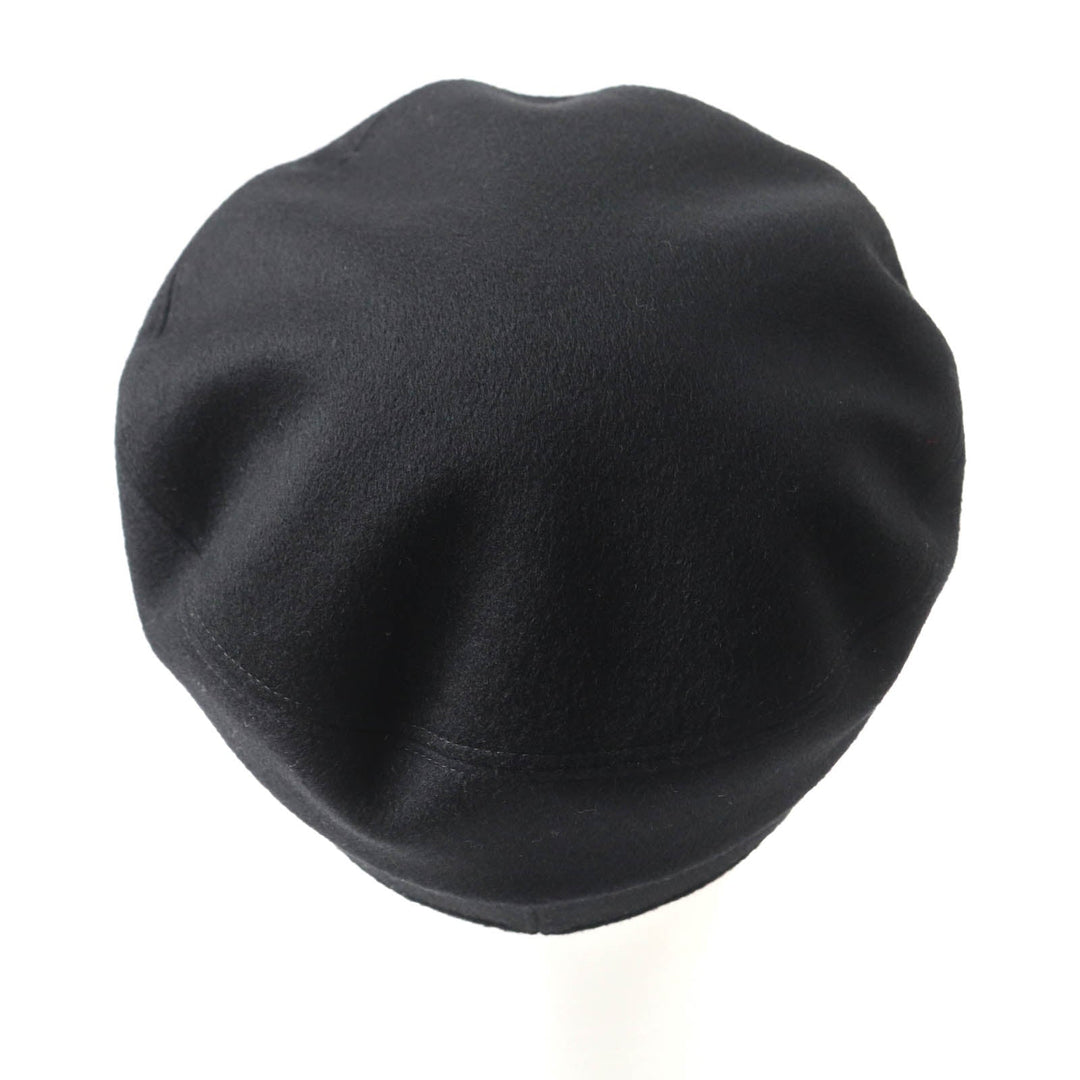 HERMES Casquette H222022N Outer: 100% cashmere, Lining: 65% rayon, Lining: 35% silk, Part: 56% cotton, Part: 44% rayon black Deauville Deauville Women 57 Used Authentic