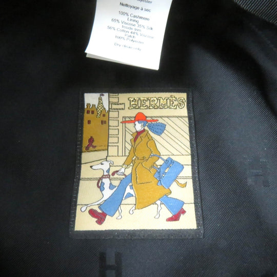 HERMES Casquette H222022N Outer: 100% cashmere, Lining: 65% rayon, Lining: 35% silk, Part: 56% cotton, Part: 44% rayon black Deauville Deauville Women 57 Used Authentic