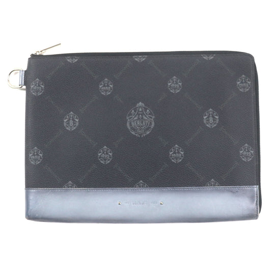 Berluti Clutch bag Main: PVC, Part: Leather Black Blue Gray Nino GM mens Used Authentic