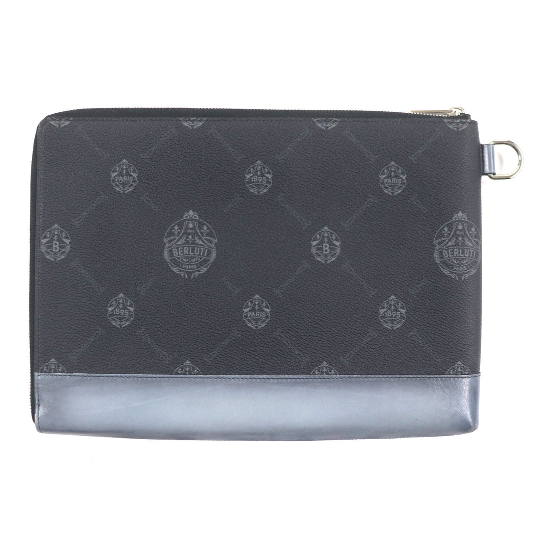 Berluti Clutch bag Main: PVC, Part: Leather Black Blue Gray Nino GM mens Used Authentic
