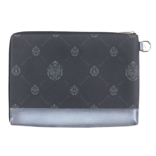 Berluti Clutch bag Main: PVC, Part: Leather Black Blue Gray Nino GM mens Used Authentic