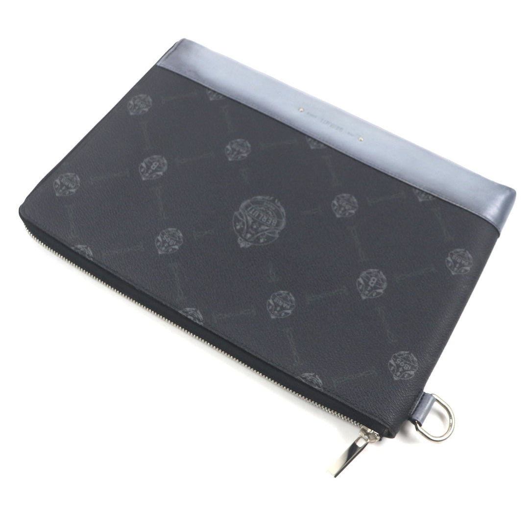 Berluti Clutch bag Main: PVC, Part: Leather Black Blue Gray Nino GM mens Used Authentic