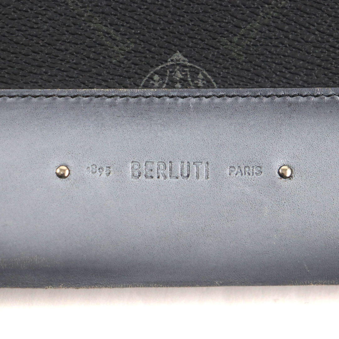 Berluti Clutch bag Main: PVC, Part: Leather Black Blue Gray Nino GM mens Used Authentic