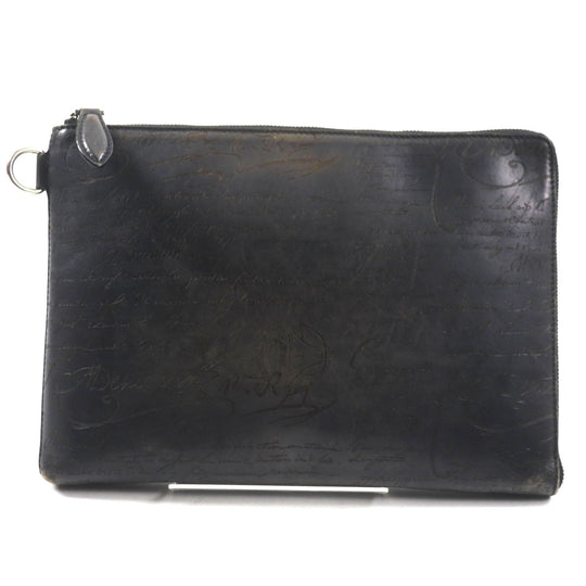 Berluti Clutch bag Main: Venezia calf leather Dark gray Nino GM Scritto Leather Clutch mens Used Authentic