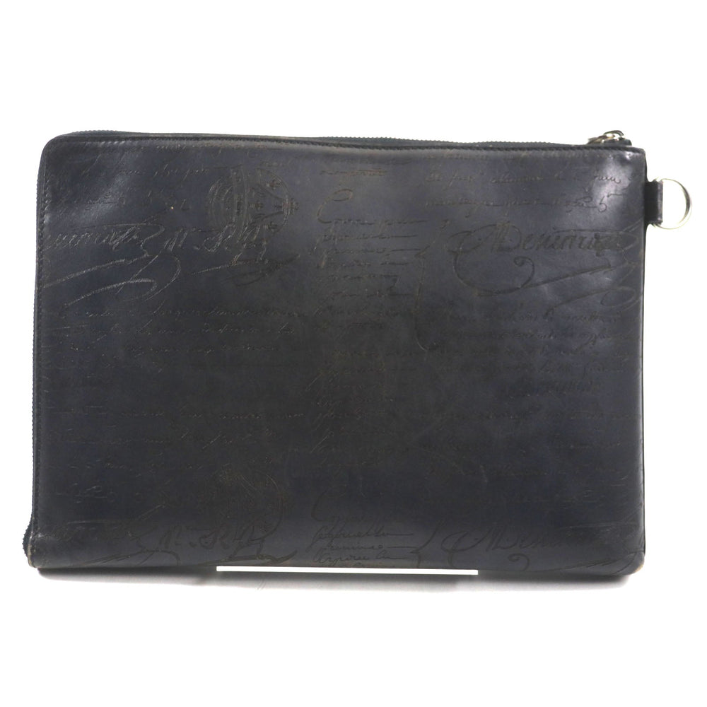 Berluti Clutch bag Main: Venezia calf leather Dark gray Nino GM Scritto Leather Clutch mens Used Authentic