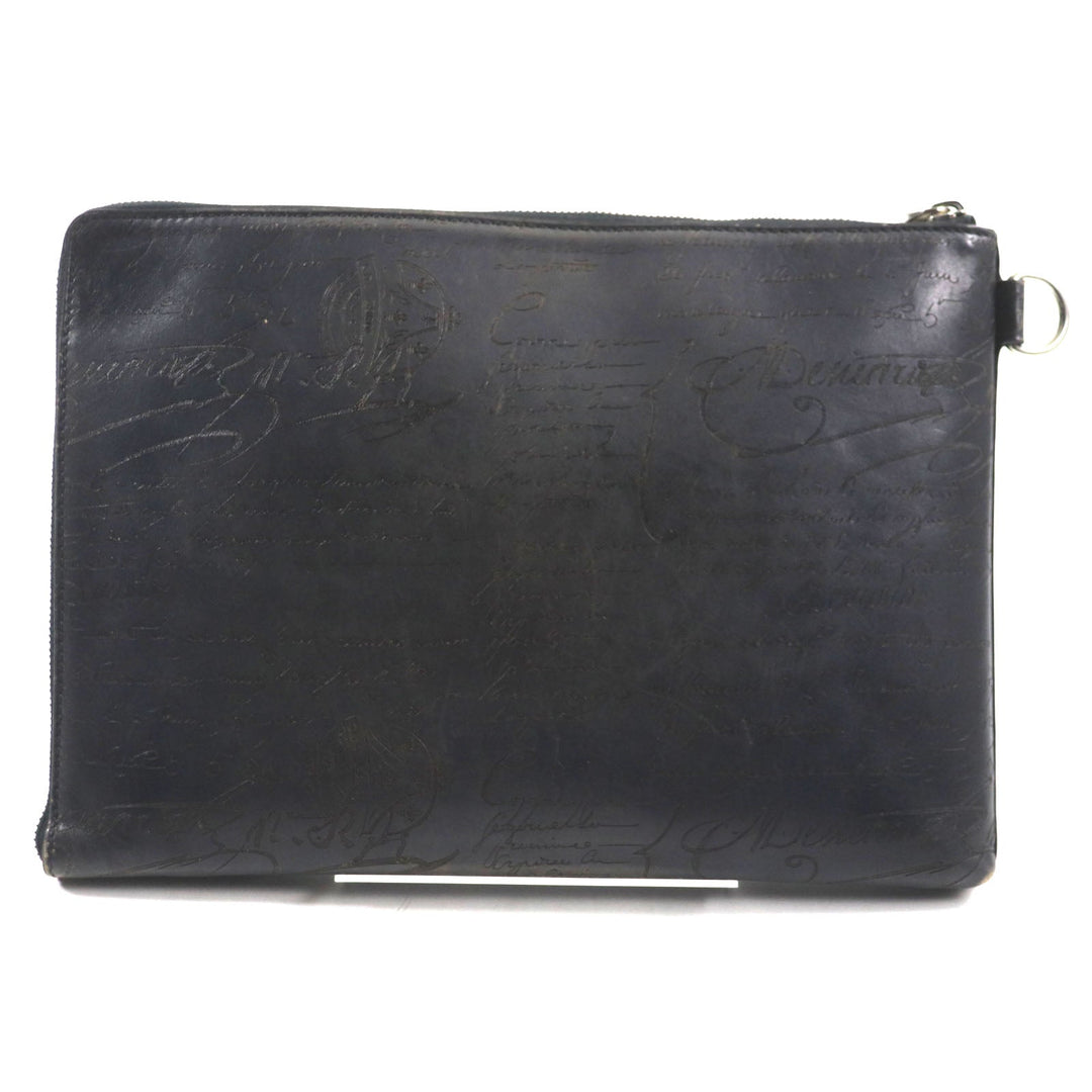 Berluti Clutch bag Main: Venezia calf leather Dark gray Nino GM Scritto Leather Clutch mens Used Authentic