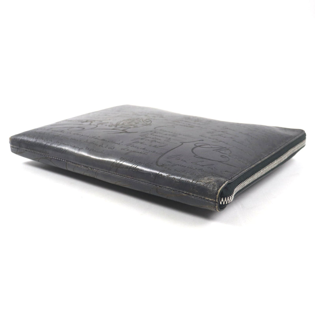 Berluti Clutch bag Main: Venezia calf leather Dark gray Nino GM Scritto Leather Clutch mens Used Authentic