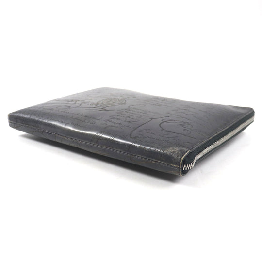 Berluti Clutch bag Main: Venezia calf leather Dark gray Nino GM Scritto Leather Clutch mens Used Authentic