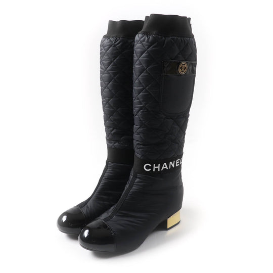 CHANEL Knee-high boots G38428 21K Main: Leather, Part: Patent leather black Women 37 Used Authentic