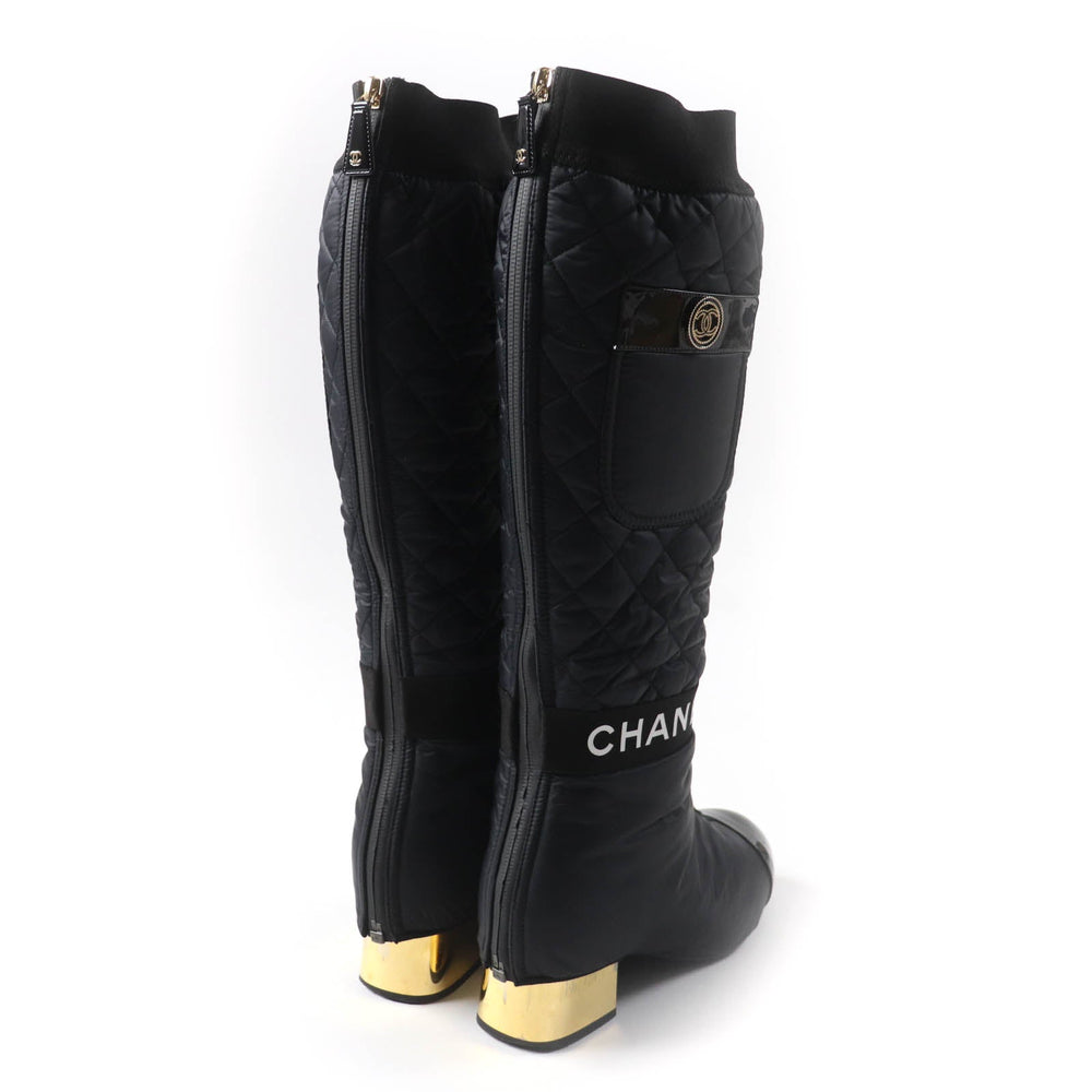 CHANEL Knee-high boots G38428 21K Main: Leather, Part: Patent leather black Women 37 Used Authentic