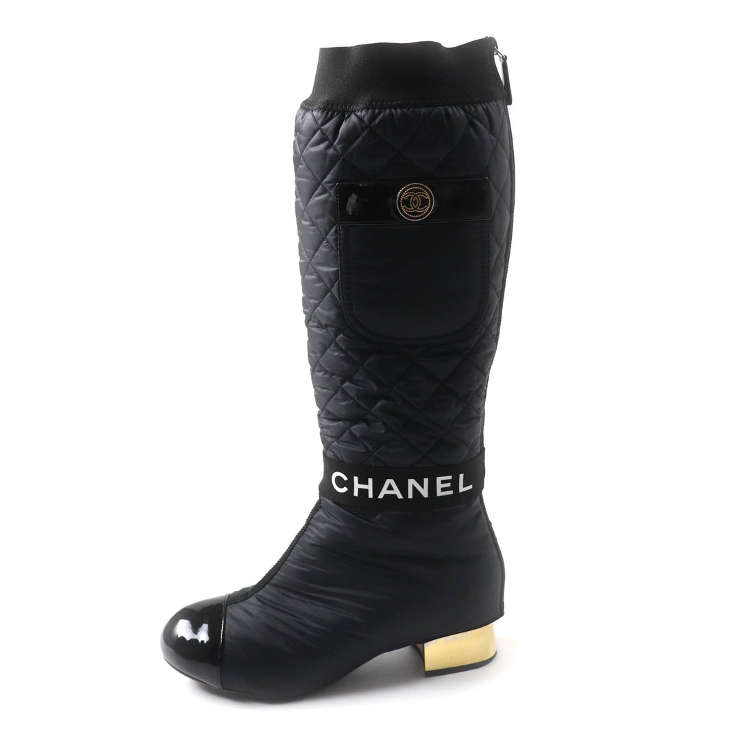 CHANEL Knee-high boots G38428 21K Main: Leather, Part: Patent leather black Women 37 Used Authentic