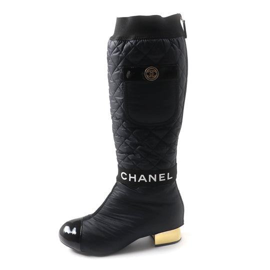 CHANEL Knee-high boots G38428 21K Main: Leather, Part: Patent leather black Women 37 Used Authentic