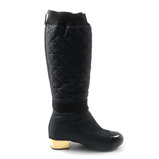 CHANEL Knee-high boots G38428 21K Main: Leather, Part: Patent leather black Women 37 Used Authentic