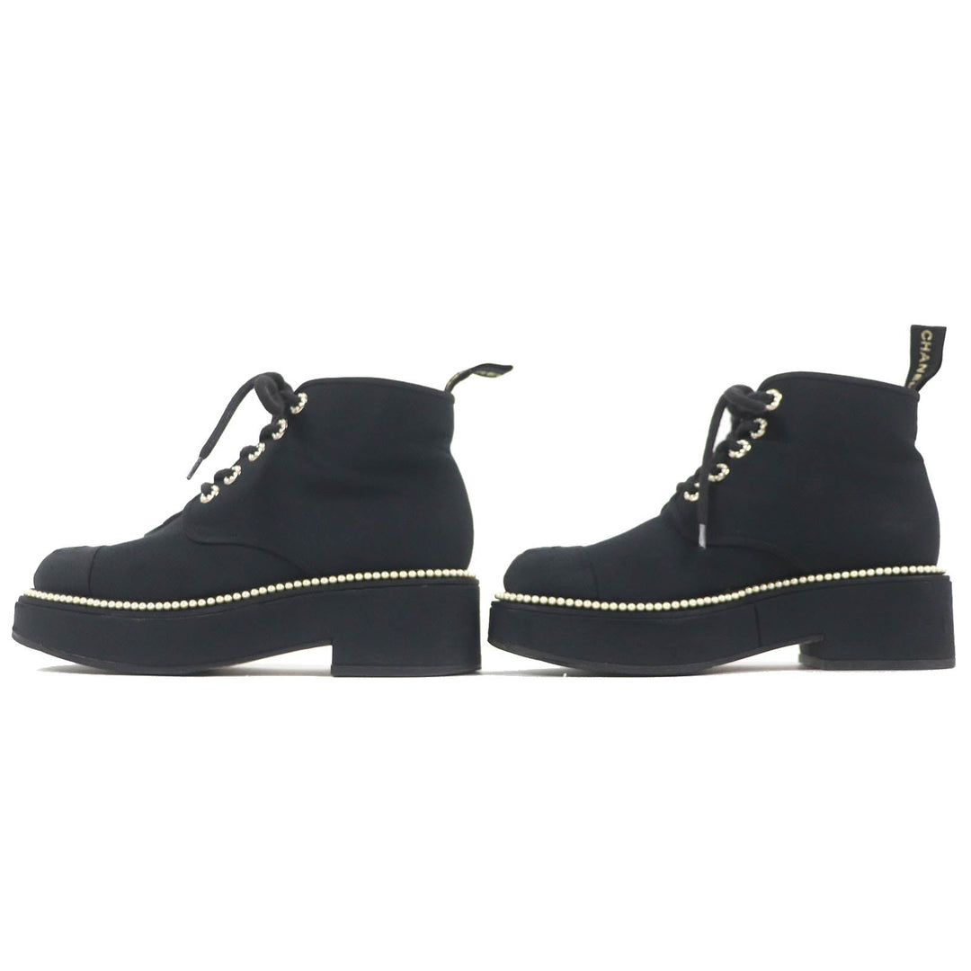CHANEL short boots G35367 fabric black Women 37 C Used Authentic