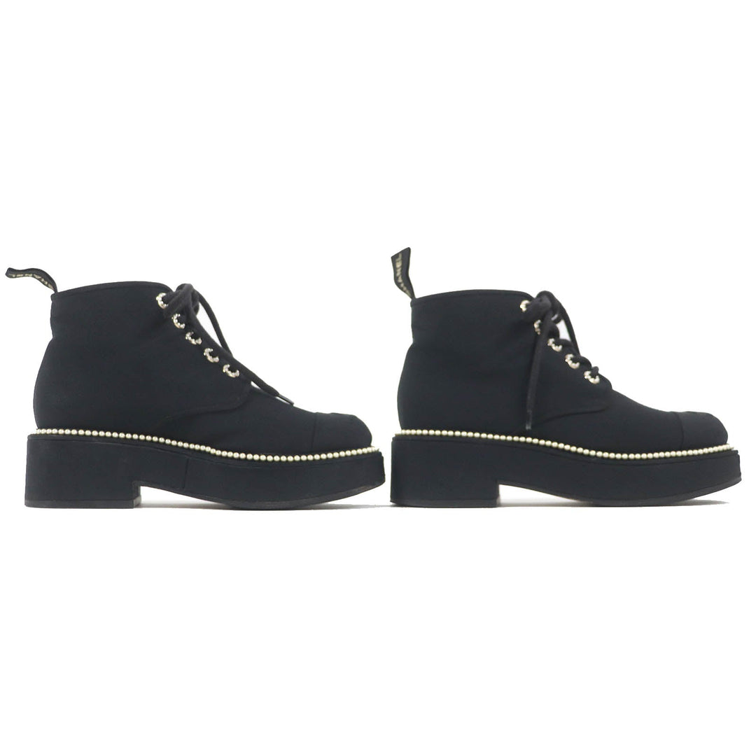 CHANEL short boots G35367 fabric black Women 37 C Used Authentic