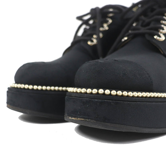 CHANEL short boots G35367 fabric black Women 37 C Used Authentic